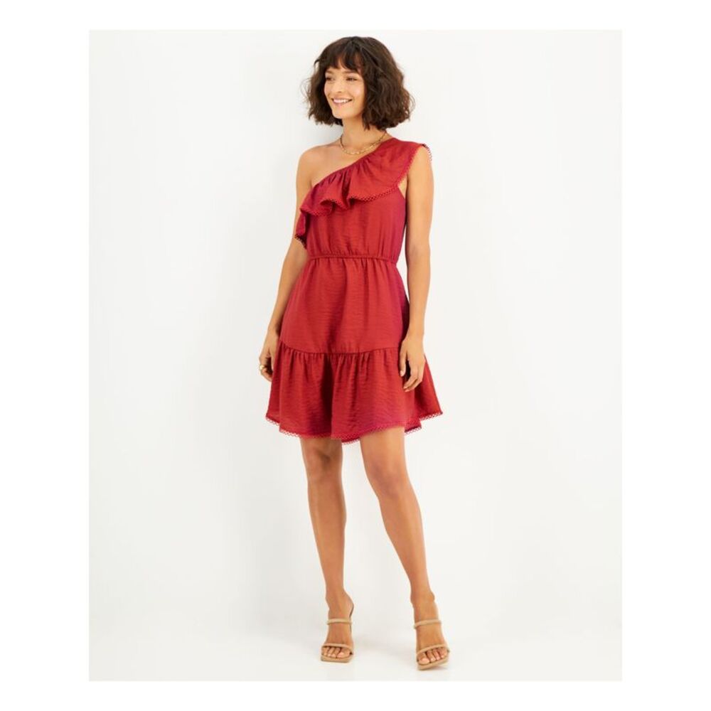 BAR III DRESSES Womens Red Lined Pullover Cap Sleeve Fit + Flare Dress XL